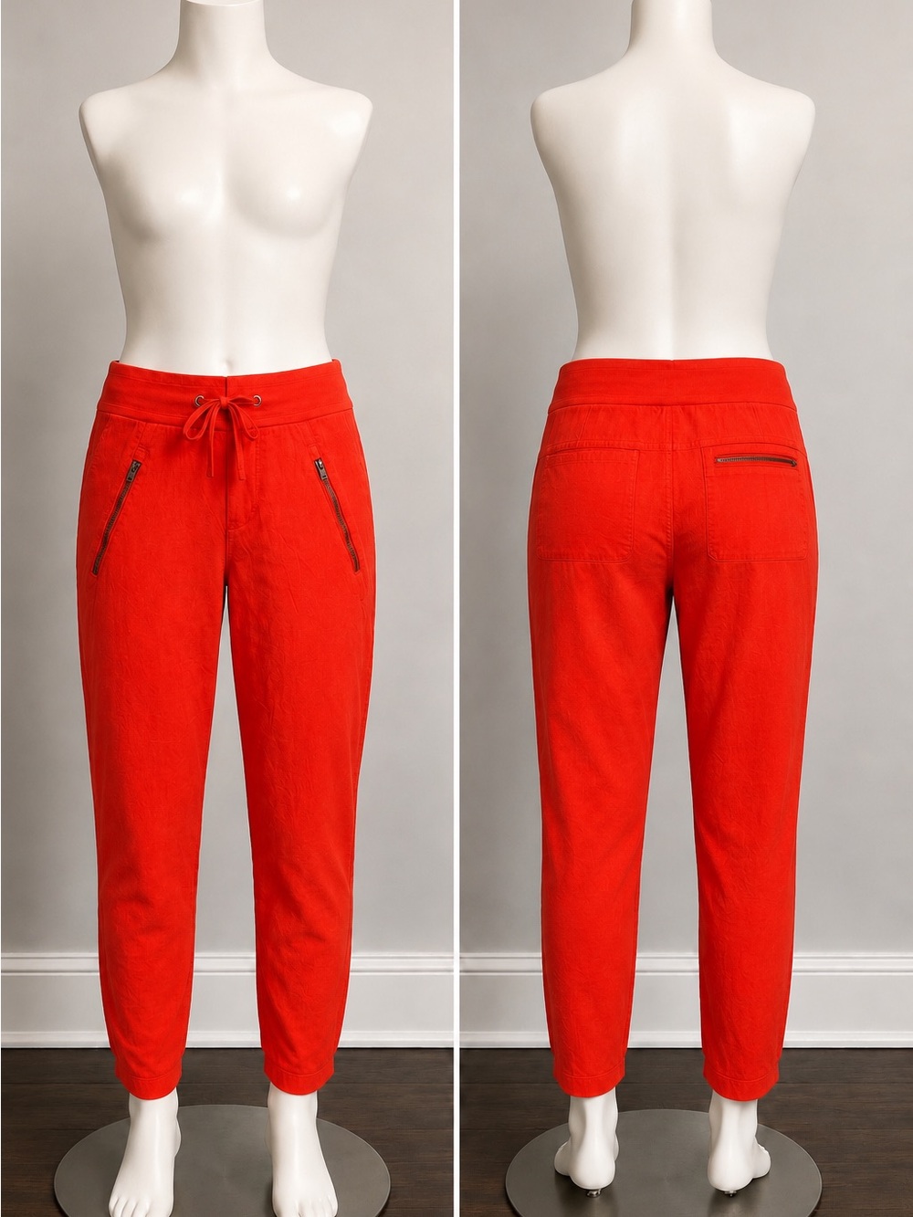 Athleta Red Men's Drawstring Joggers with Zip Pockets